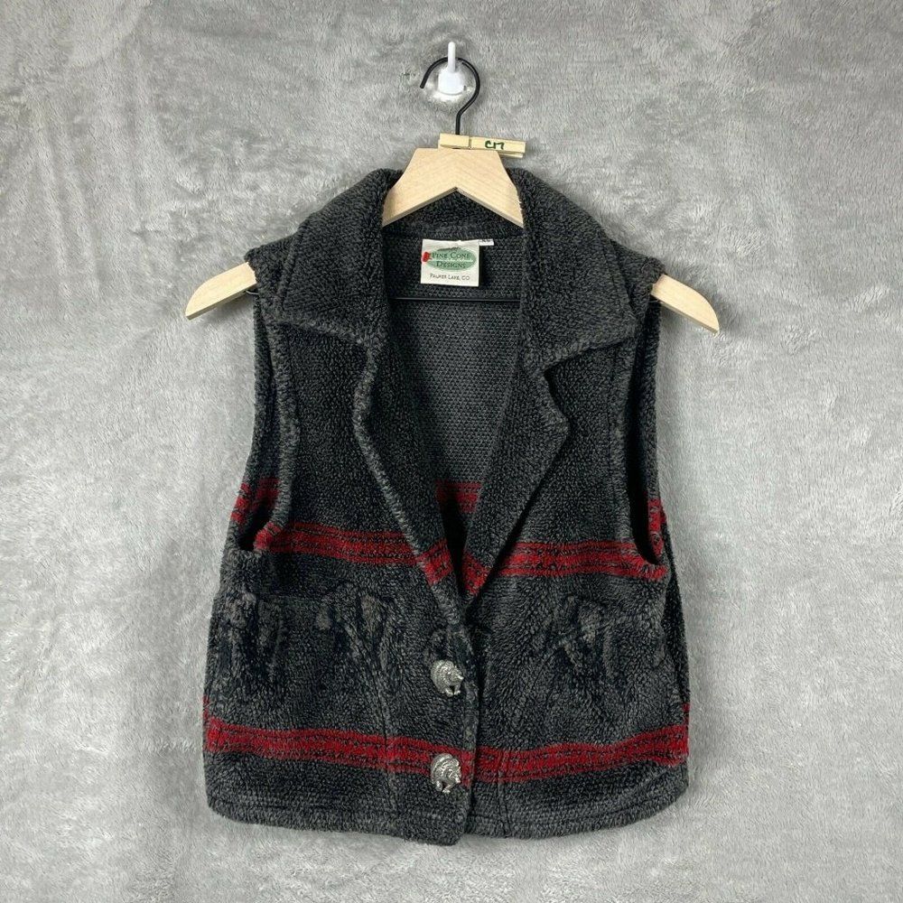 90’s Fleece Vest Size XS Gray Outdoor Bear Camping Nature